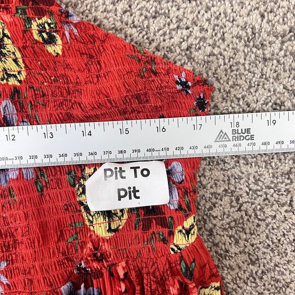 Torrid Women's 00 (M/10) Floral Smocked Gauze Sleeveless Peplum Boho Tank Top - Picture 10 of 12